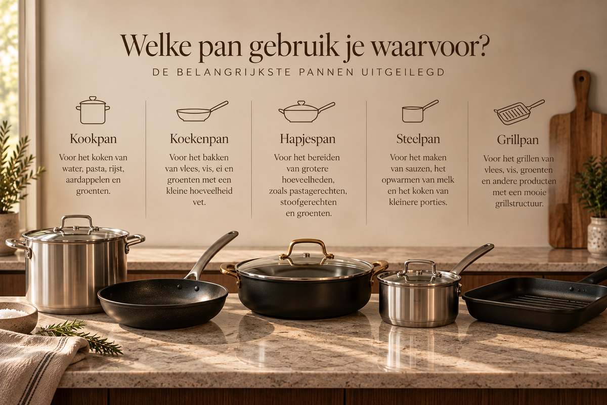 Welke pan gebruik je waarvoor? Complete uitleg van verschillende soorten pannen