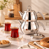 Hayat RVS Dubbele Theepotset | Chroom