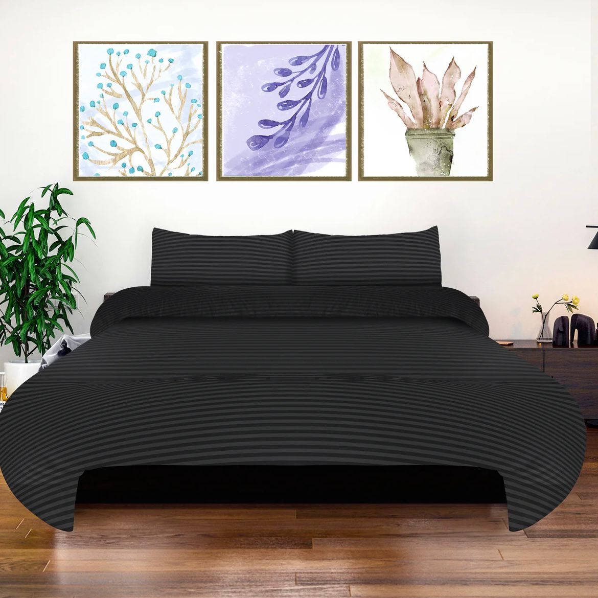 Zwarte Luxe Beddengoedset | 4-delig