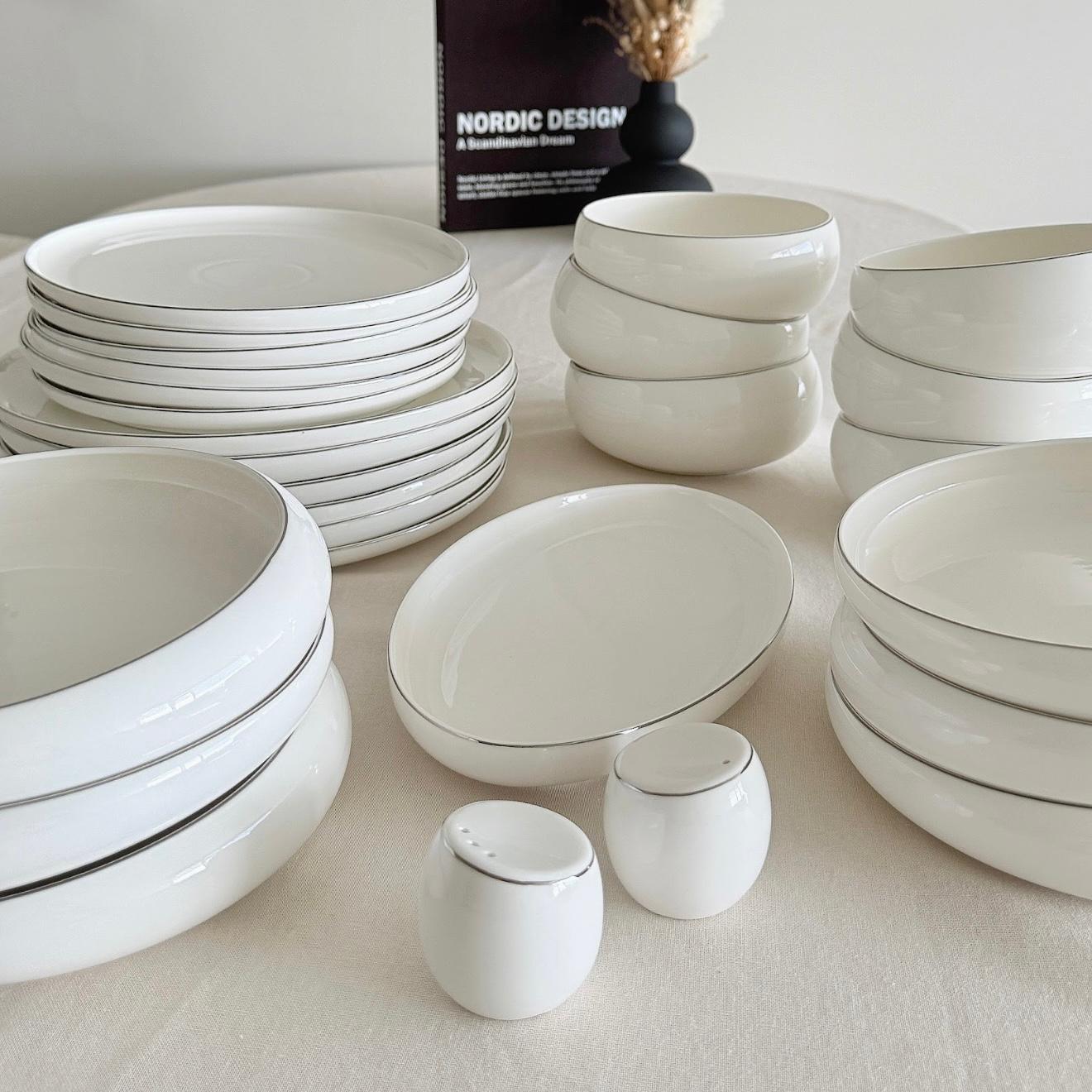 Silver Rim Porselein Serviesset | 27-delig