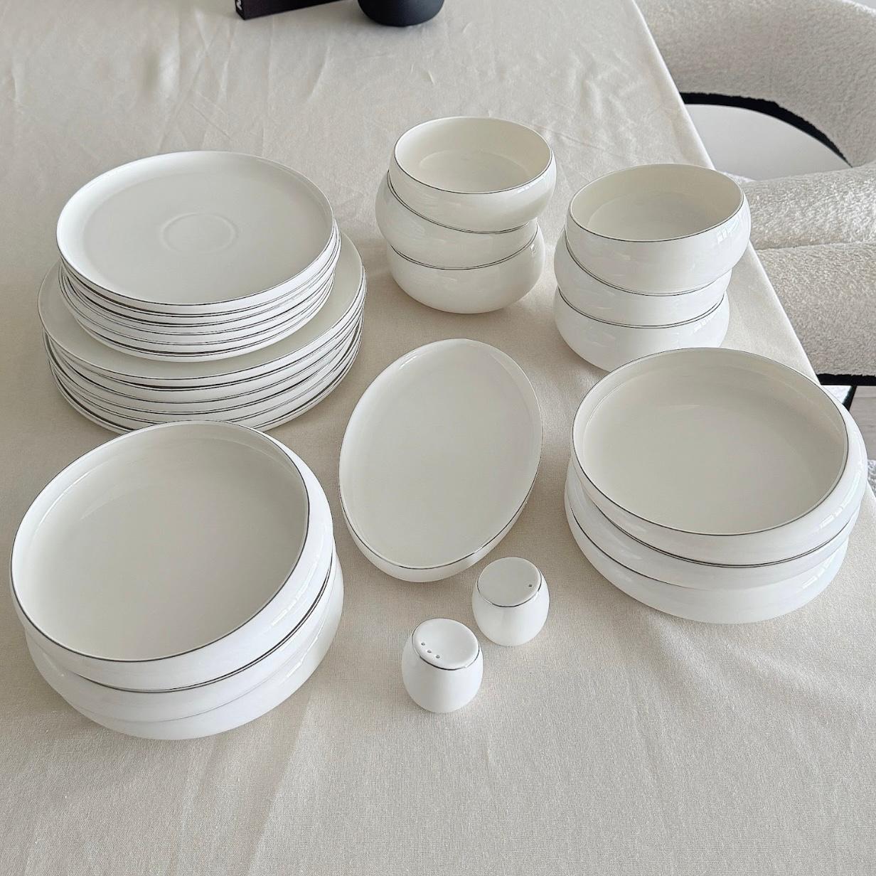 Silver Rim Porselein Serviesset | 27-delig