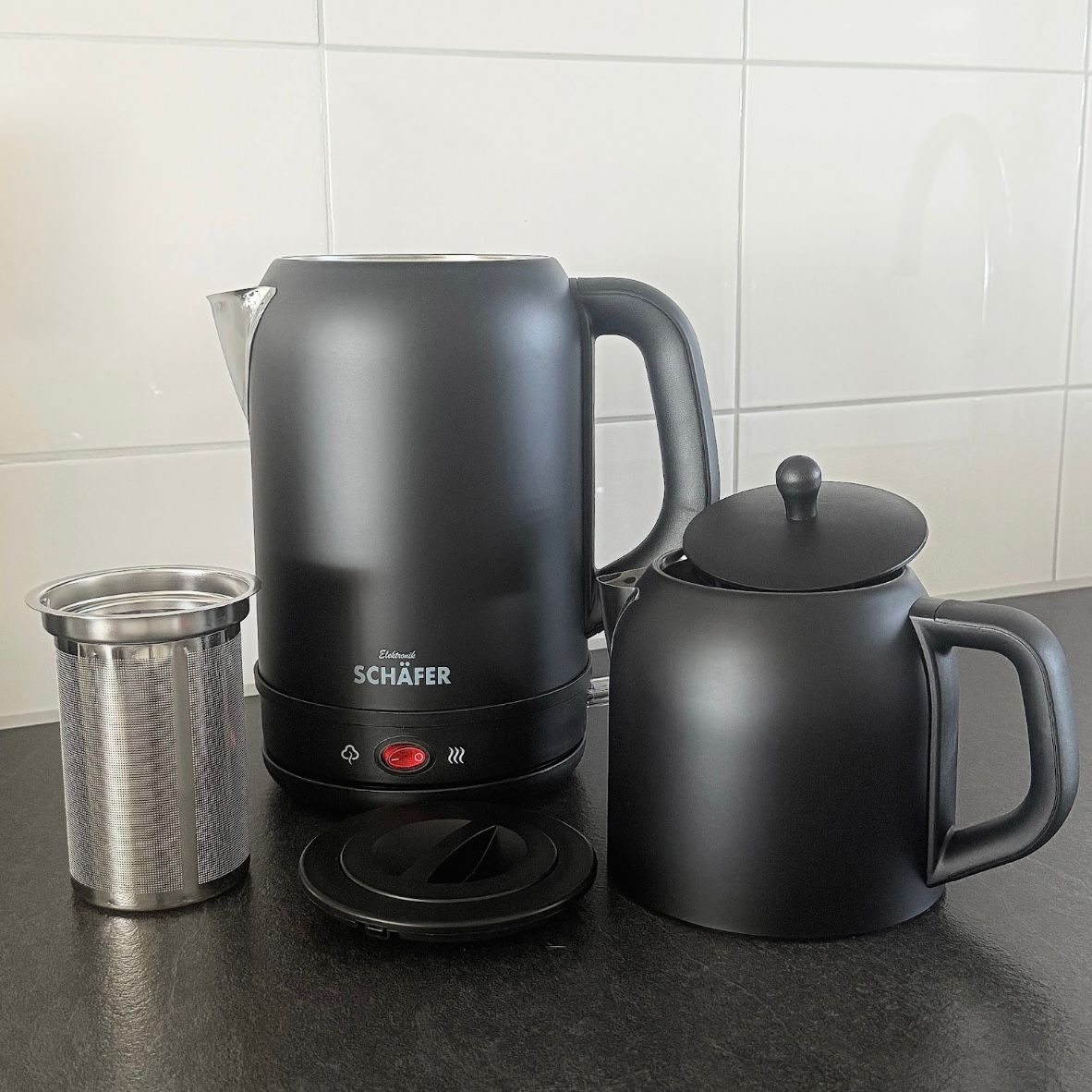 Schafer Elektrische Theemaker – Mat Zwart | 2-in-1