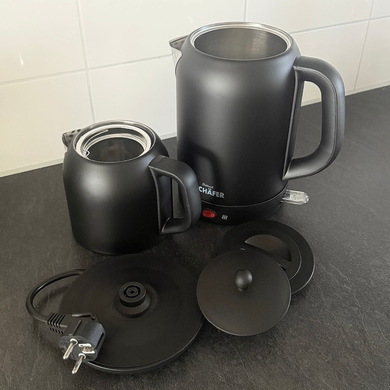 Schafer Elektrische Theemaker – Mat Zwart | 2-in-1