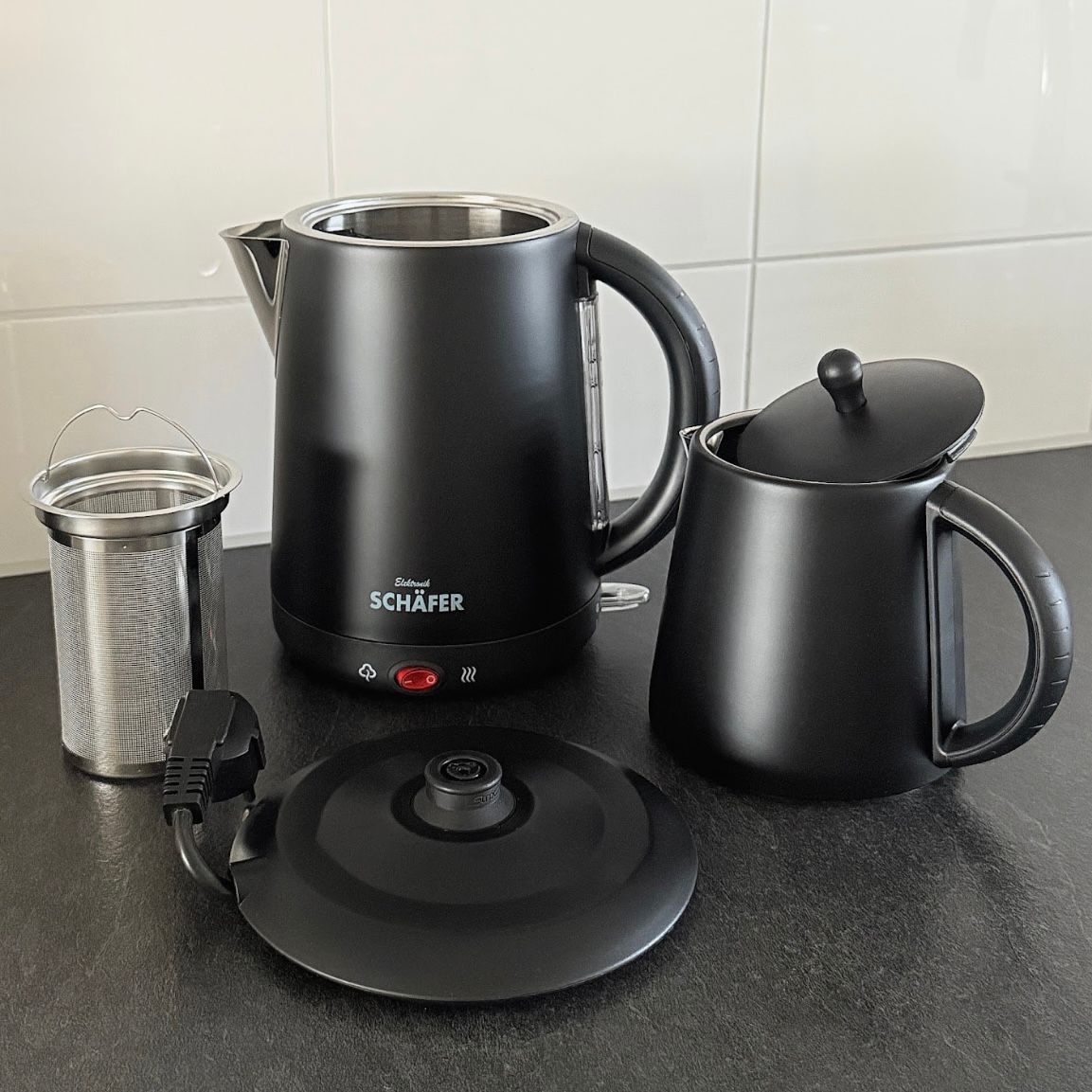 Schafer Elektrische Theemaker – Mat Zwart | 2-in-1