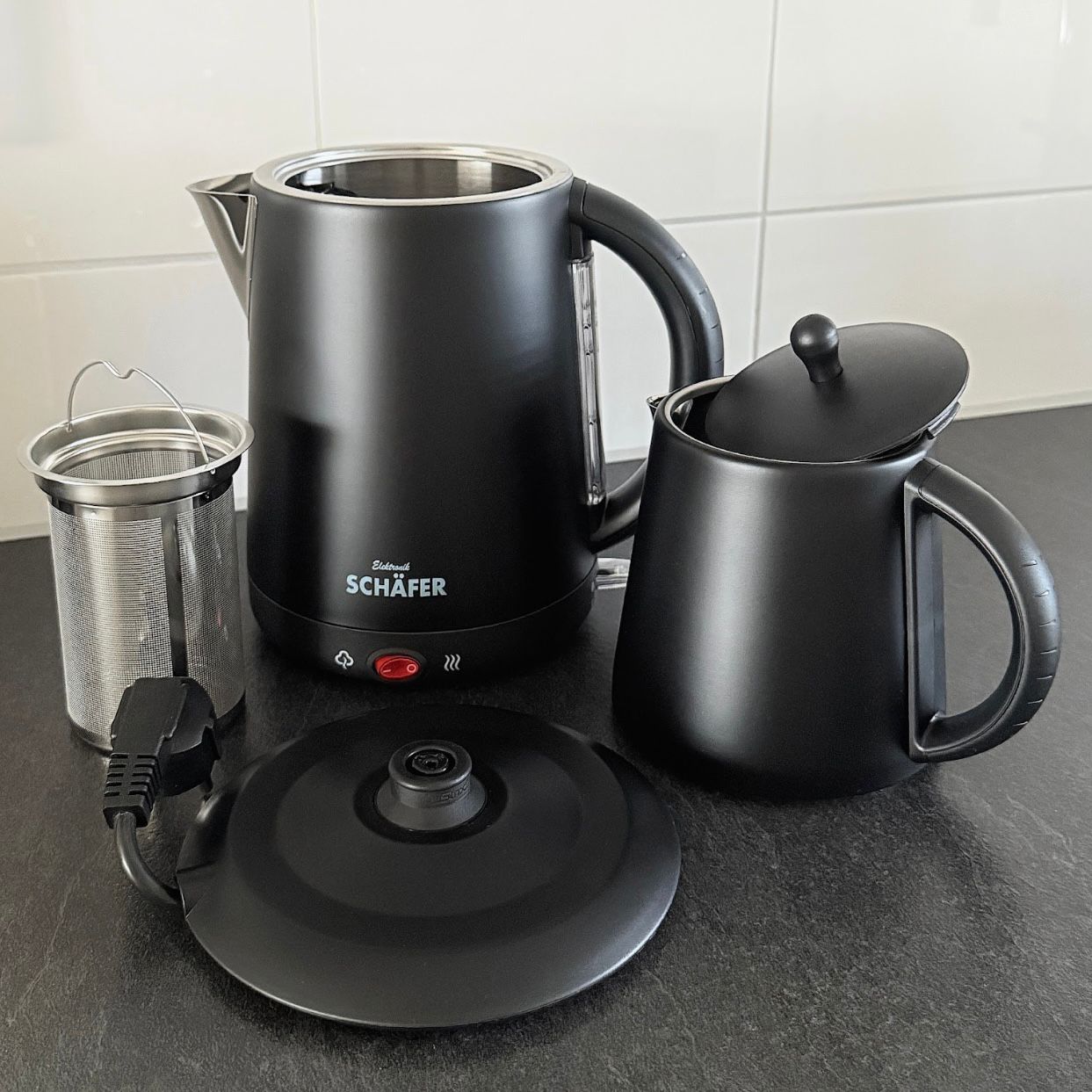Schafer Elektrische Theemaker – Mat Zwart | 2-in-1
