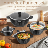 Homelux Inductie Kookpannenset 8-Delig – Antiaanbaklaag & Glazen Deksels