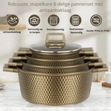 Homelux Luxe Inductie Kookpannenset 8-Delig – Champagnegoud