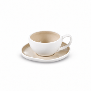 Homelux koffiekopjes set beige-wit | 12-delige set|120 ml