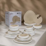 Serviesset 24-Delige - Wit/beige – Porselein Servies voor 6 Personen