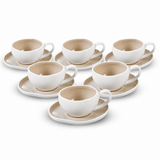 Homelux koffiekopjes set beige-wit | 12-delige set|120 ml