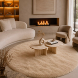Rond Hoogpolig Vloerkleed Beige| Ultra Zacht Shaggy Tapijt Fluffy