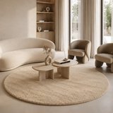 Rond Hoogpolig Vloerkleed Beige| Ultra Zacht Shaggy Tapijt Fluffy