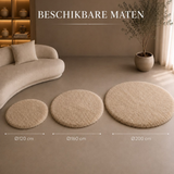 Rond Hoogpolig Vloerkleed Beige| Ultra Zacht Shaggy Tapijt Fluffy