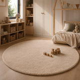 Rond Hoogpolig Vloerkleed Beige| Ultra Zacht Shaggy Tapijt Fluffy