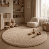 Rond Hoogpolig Vloerkleed Beige| Ultra Zacht Shaggy Tapijt Fluffy