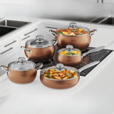 Scheffler pannenset 10 delig koperkleur RVS