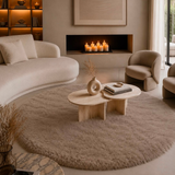 Rond Hoogpolig Vloerkleed Taupe| Ultra Zacht Shaggy Tapijt Fluffy