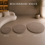 Rond Hoogpolig Vloerkleed Taupe| Ultra Zacht Shaggy Tapijt Fluffy