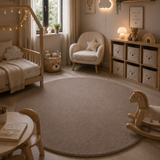 Rond Hoogpolig Vloerkleed Taupe| Ultra Zacht Shaggy Tapijt Fluffy