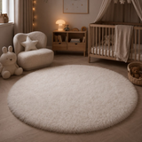 Rond Hoogpolig Vloerkleed Wit | Ultra Zacht Shaggy Tapijt Fluffy