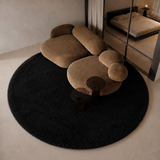 Rond Hoogpolig Vloerkleed Zwart| Ultra Zacht Shaggy Tapijt Fluffy