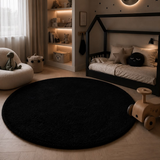 Rond Hoogpolig Vloerkleed Zwart| Ultra Zacht Shaggy Tapijt Fluffy